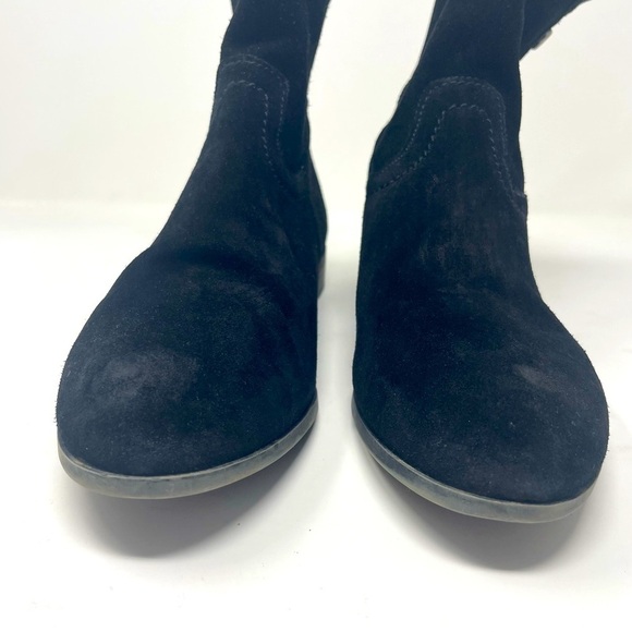 Frye Black Leather & Suede Pull-On Booties – Almond Toe, Size 9.5 - Picture 3 of 8